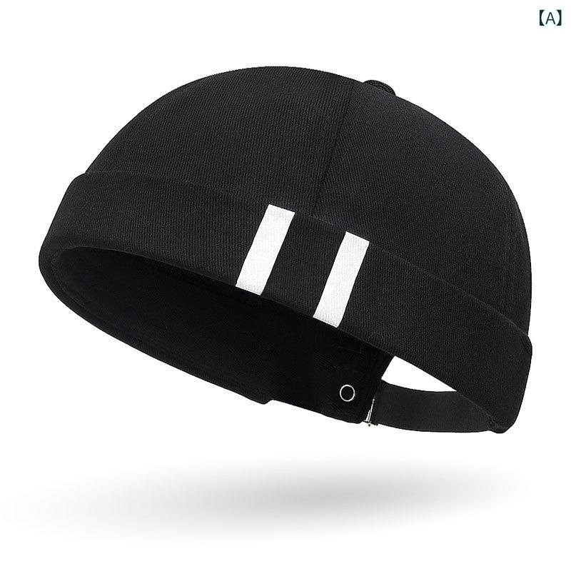 Hats - 地主帽 メンズ レディース 唐帽風 コットン 黒 白 ピンク 丸頂 無檐 調整可能 防風 防晒 遮陽 百搭 休闲 運動 ファッション OL シンプル 通勤 街着 印花 幾何 柄 オールシーズン ユニセックス 帽子