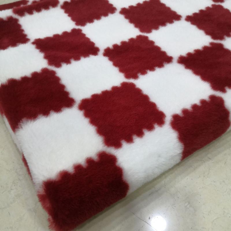 生地/布地 フェイクファー ビスケット格子柄 8 8cm チェック柄 アウター バッグ 鞄 ストール ポリエス..