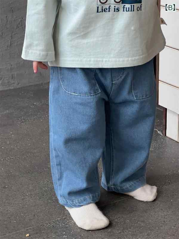 子供用 Tシャツ デニムパンツ セットアップ 春秋 長袖 かわいい 柔らかい コットン...