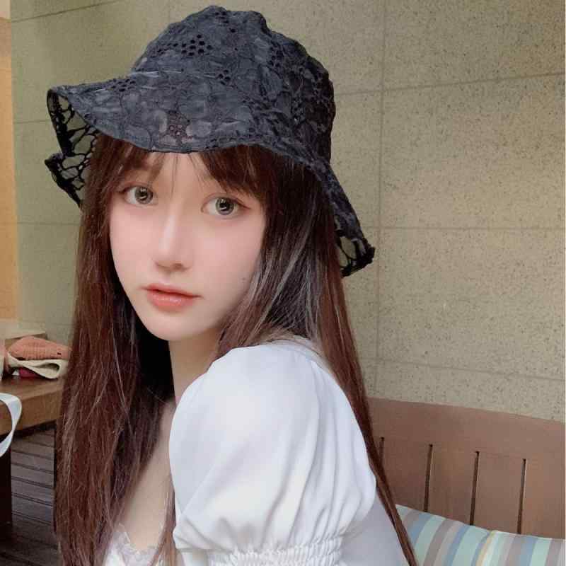 Hat - 帽子 レディース 夏 春 漁夫帽 蕾絲 花柄 透け感 桶帽 女性用 かわいい ファッション 百搭 気質 遮陽 防晒 透気 平頂 大檐 網紗 ポリエステル 繊維 清新 甘い 日韓 スタイル 田園 韓国風 小清新 小香風 植物 花卉 手編み 針織 人気 トレ