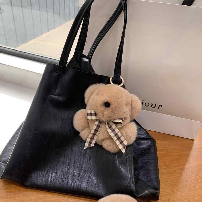 ぬいぐるみ レディース かわいい ラビットファー バッグチャーム キーホルダー ベア カバン飾り リュック飾り カーキ ホワイト ピンク系
