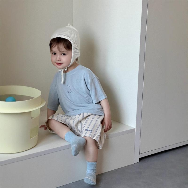 子供服 半袖Tシャツ 短パン セットアップ ベビー服 男の子 夏 薄手 韓国風 ストライプ 上下セット 2点セット 幼児 普段着 かわいい 綿73CM 80cm 90cm 100cm