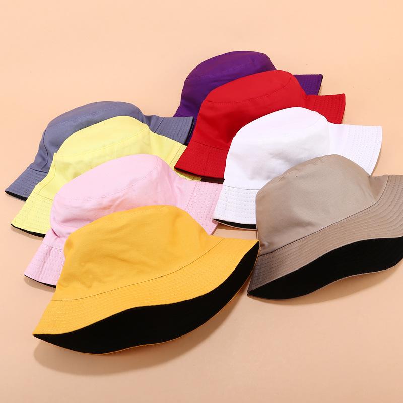 Hats - 漁夫帽 メンズ レディース 韓国風 シンプル 休闲 百搭 バケットハット ユニセックス 帽子 トレンド 夏 春 秋 遮陽 フラットトップ ワイドブリム ジンジャー 黒 白 イエロー 紫 赤 カーキ ピンク ブルー ナビー ベージュ ブラウン グリーン ダ