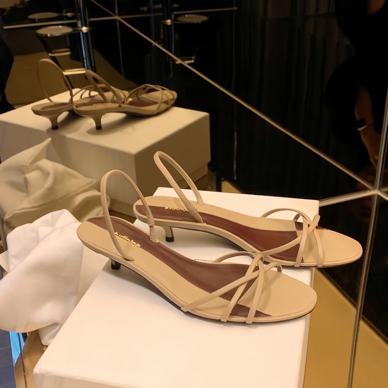 サンダル レディース 羊革 クロスストラップ ポインテッドトゥ ローヒール 本革 ラウンドトゥ 黒 白 茶..