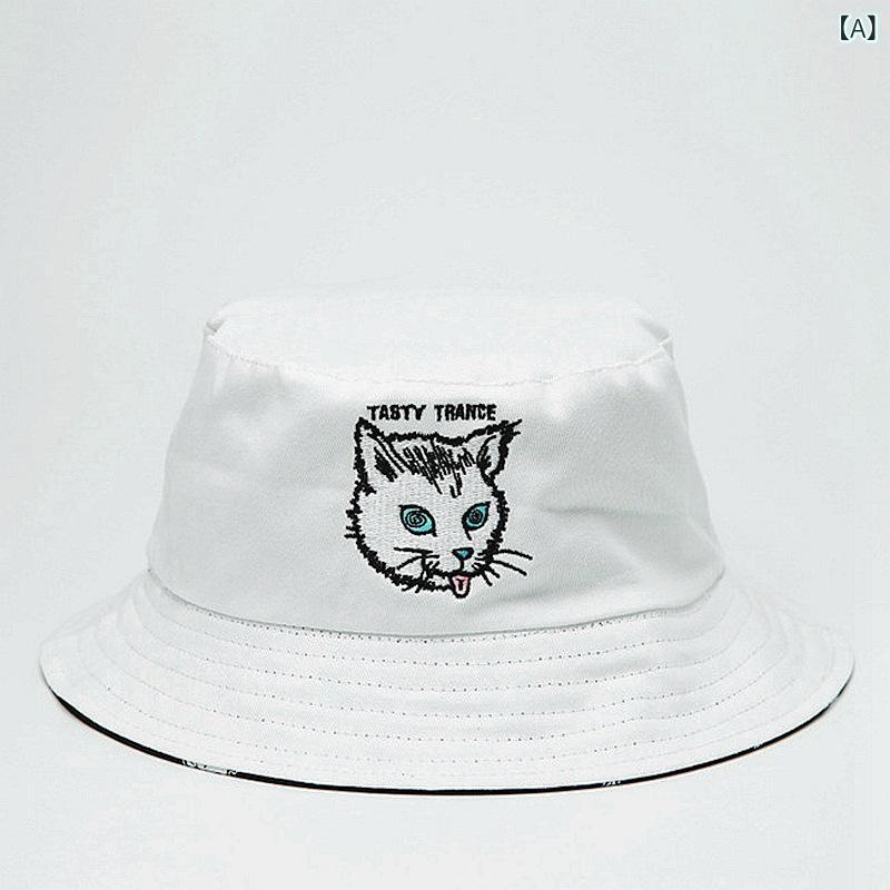 漁夫帽 レディース メンズ 夏 春 秋 刺繍 デザイン 韓国風 盆帽 キャップ 平頂 短...