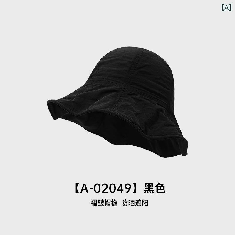 レディース 帽子 盆帽 漁夫帽 春夏 豆緑 黒 ピンク 透気 速乾 防風 遮陽 防晒 平頂 大檐 調整可能 ジャカード ファッション OL 通勤 休闲 百搭