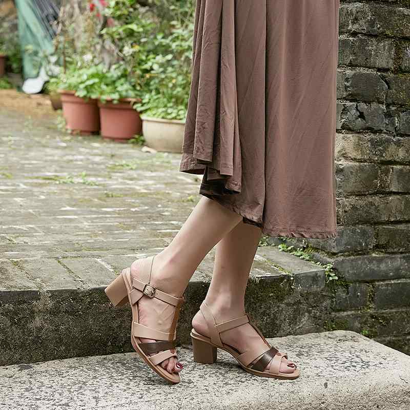 サンダル レディース 羊革 レザー 高ヒール Tストラップ 配色 滑り止め 快適 歩きやすい ラウンドトゥ ..