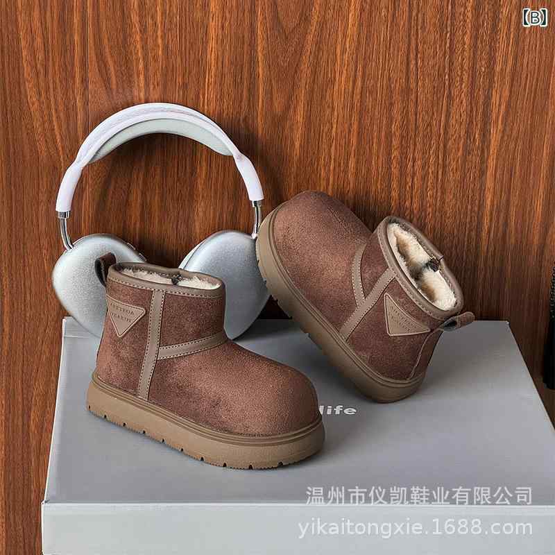 ブーツ キッズ 男女兼用 子供 大頭 スノーブーツ ショートブーツ 防寒 裏起毛 暖か...