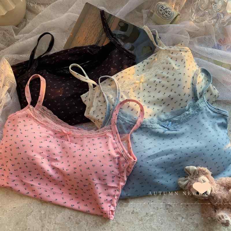 キャミソール レディース ビスチェ ショート丈 花柄 レース 接触冷感 裏地付き トップス インナー 春夏 ブルー ブラック ピンク系