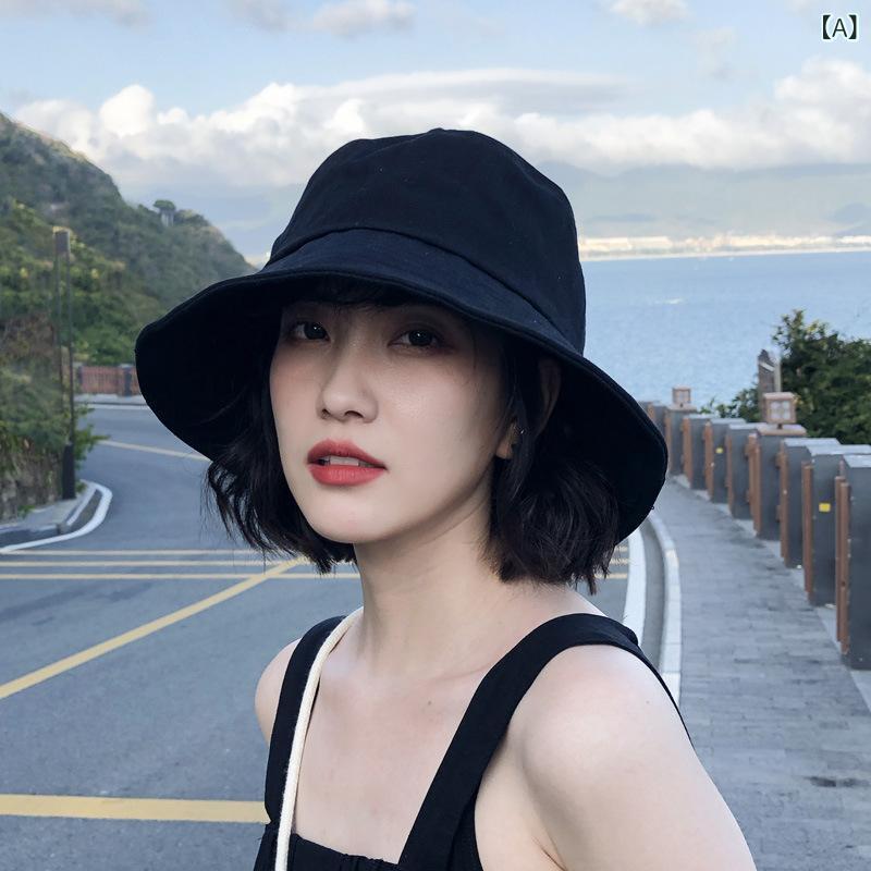 Hat - 帽子 漁夫帽 メンズ レディース 春夏 黒 ベージュ 紺 コットン 透気性 防風 折りたたみ 可愛い 復古風 民族風 法式 紫外線対策 街着 旅行 アウトドア