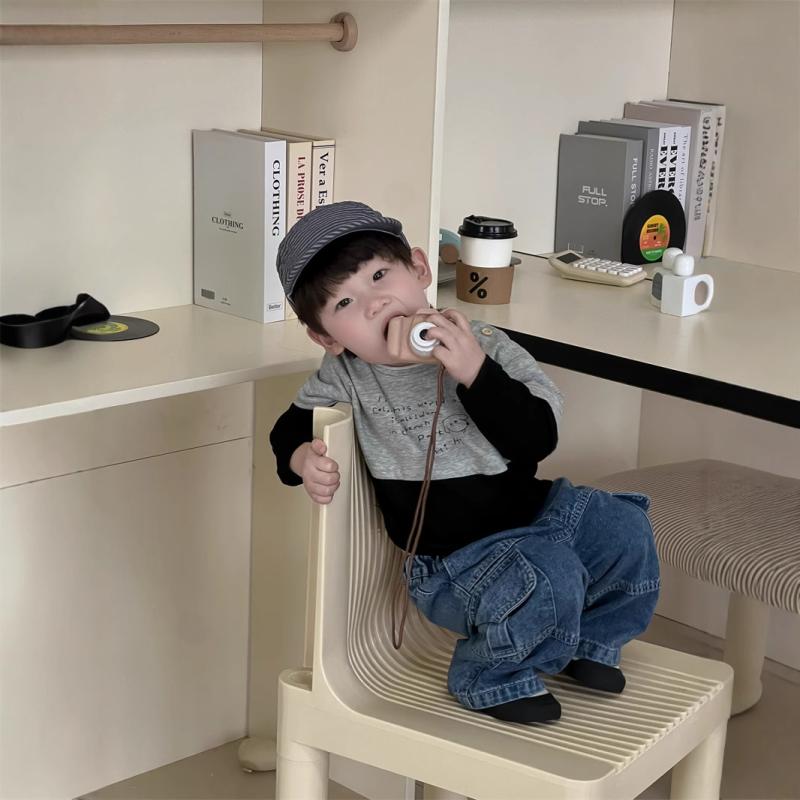 子供服 長袖Tシャツ デニムパンツ セットアップ 春秋 男児 幼児 上下セット 2点セット 綿95% カジュアル かわいい 73CM 80cm 90cm 100cm