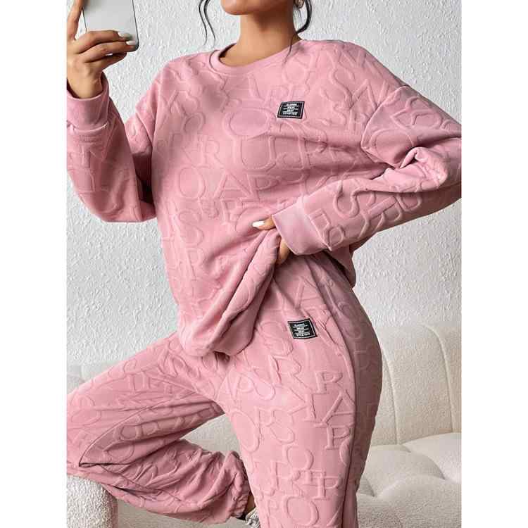 セットアップ レディース 長袖 スウェット トレーナー ＆ パンツ 上下セット 無地 リラックス ウェア ルームウェア 部屋着 韓国 ファッション ブラック ホワイト ピンク系