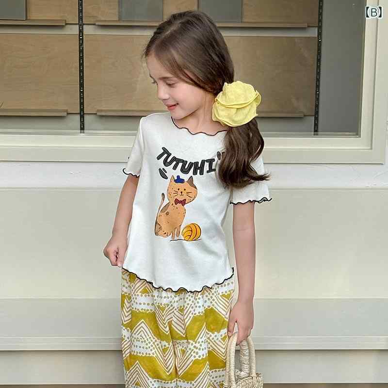 Tシャツ キッズ 女の子 半袖 子供服 トップス カットソー 通気性 コットン かわい...