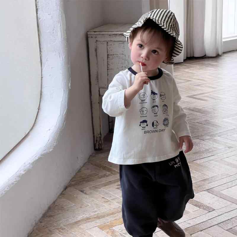 子供服 春秋 長袖Tシャツ ＆ スウェットパンツ 上下2点セット ベビー 男の子 乳幼児 幼児 普段着 かわいい おしゃれ コットン100% 73CM 80cm 90cm 100cm