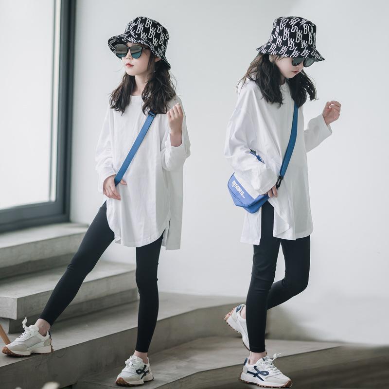 Tシャツ ガールズ 子供服 長袖 春秋 トップス カットソー 女の子 無地 カジュアル ...