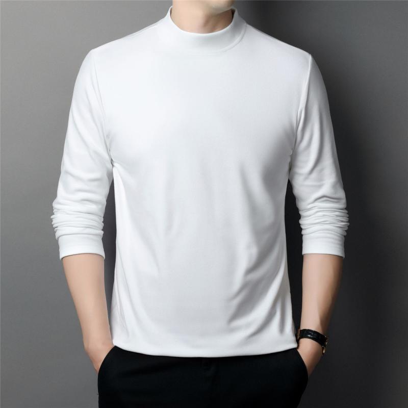 風衣 - Tシャツ メンズ 男性用 両面起毛 ハーフハイネック 長袖 カットソー 無地 ポリエステル 普段使い インナー 秋冬