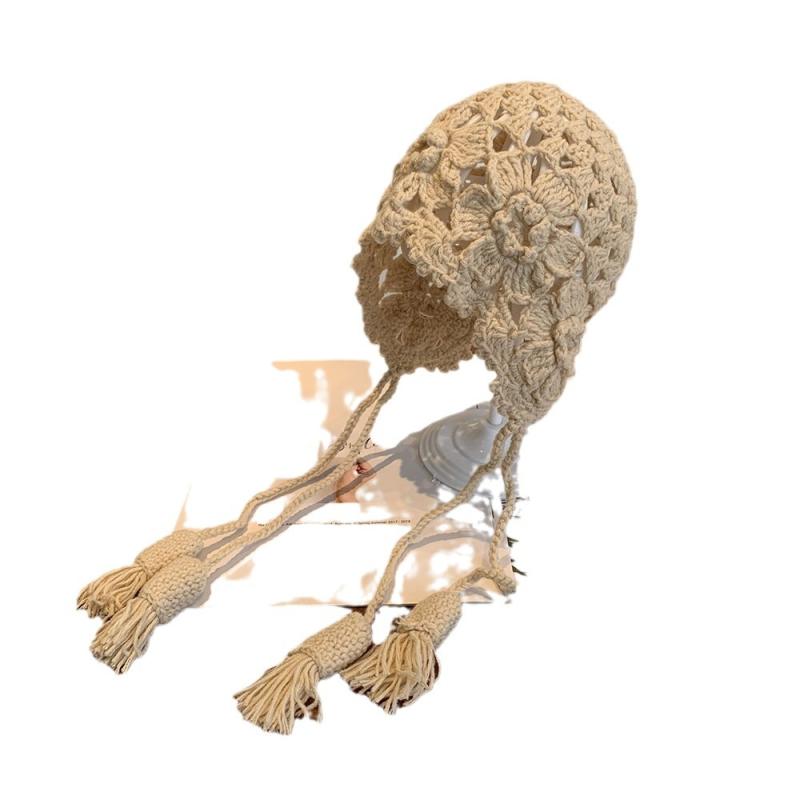 ニット帽 キッズ 女の子 手編み レース あみあげ タッセル プリンセス かわいい おしゃれ 防寒 秋冬 ア..