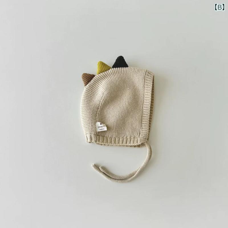 ニット帽 ベビー かわいい 小恐竜 秋冬 防寒 耳当て付き 幼児 赤ちゃん 保温 帽子 ...