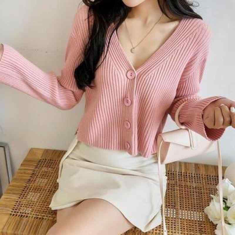 カーディガン レディース 韓国風 ゆったり 長袖 無地 ニット トップス 秋冬 黒 白 杏色 カーキ レンガ..