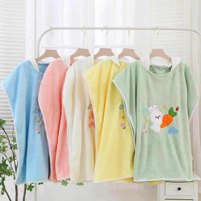 キッズ バスローブ かわいい ウサギ 柔らかい サンゴフリース 子供用 バスローブ フード付き ポンチョ ..