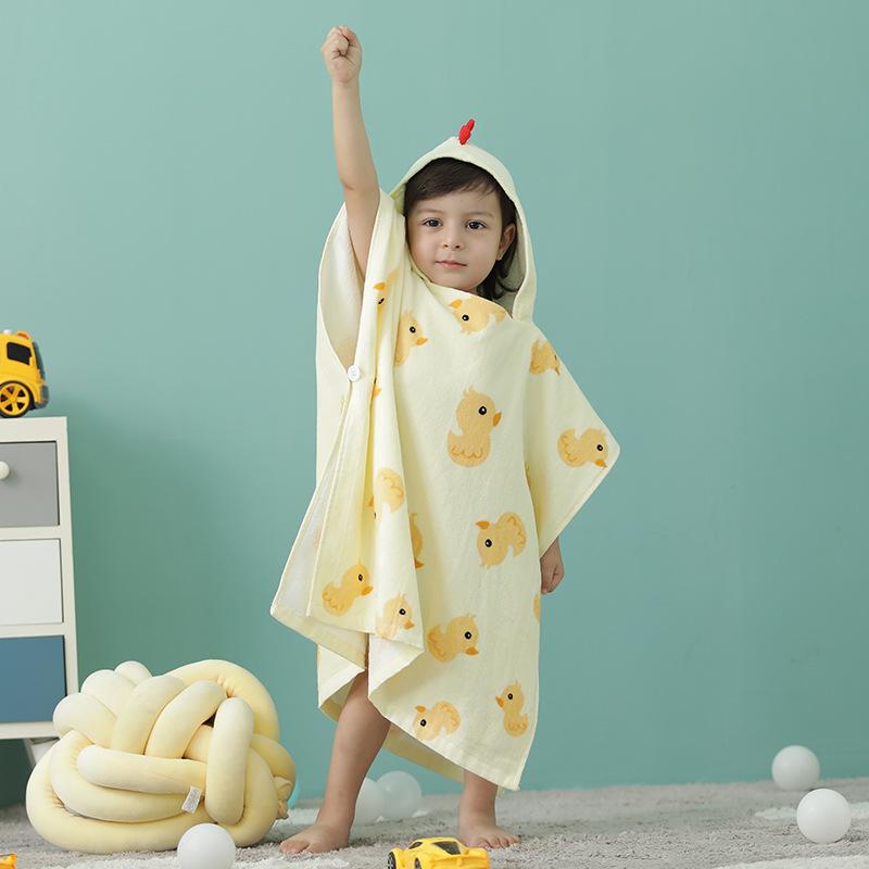 ベビー バスローブ ポンチョ 純綿 吸水速乾 フード付き 薄手 タオル地 かわいい アニマル柄 60 60