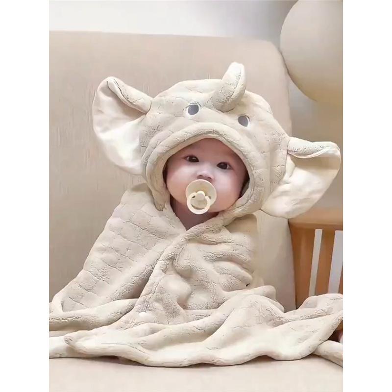 ベビー バスローブ ポンチョ A類 新生児 赤ちゃん 綿 超 мягкий 帽子付き 吸水 速乾 厚手 小象 小虎 小兔