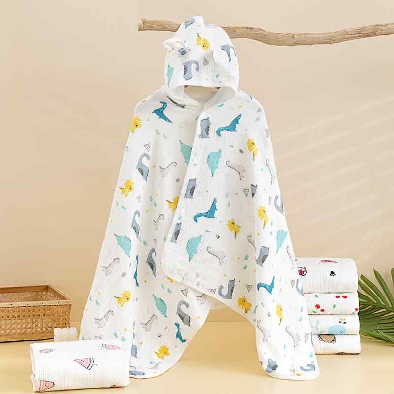 ベビー バスローブ ポンチョ 純綿 ガーゼ フード付き 湯上りタオル キッズ 子供 カートゥーン アニマル..
