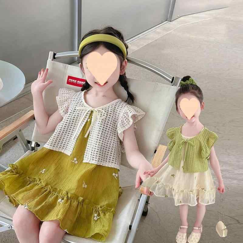 子供用 ポンチョ 女の子 夏用 メッシュ 薄手 半袖 カーディガン 90 100 110 120 130 140 羽織もの ポリ..