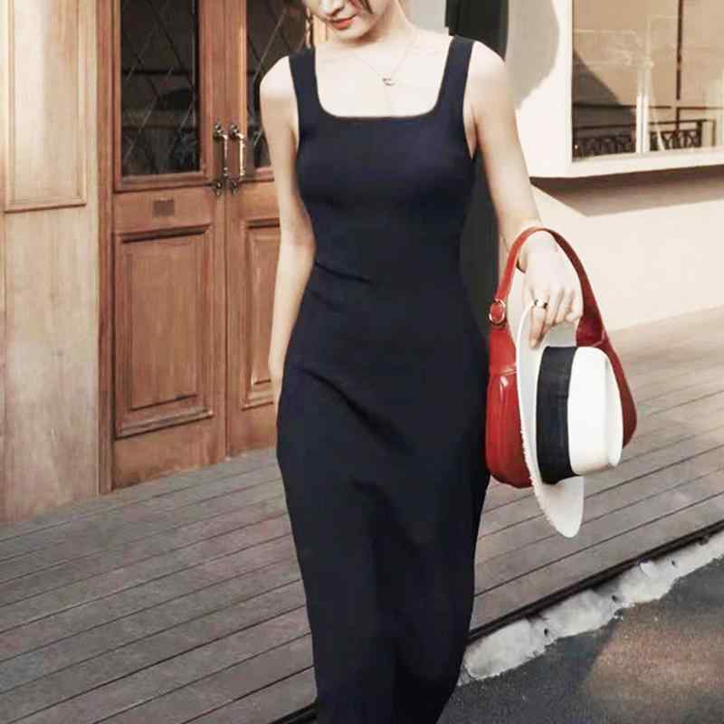 ワンピース レディース 春夏 接触冷感 無袖 ニットワンピース ミディ丈 膝丈 タイトワンピース 高見え 通勤 エレガント きれいめ 果緑 黒 杏色