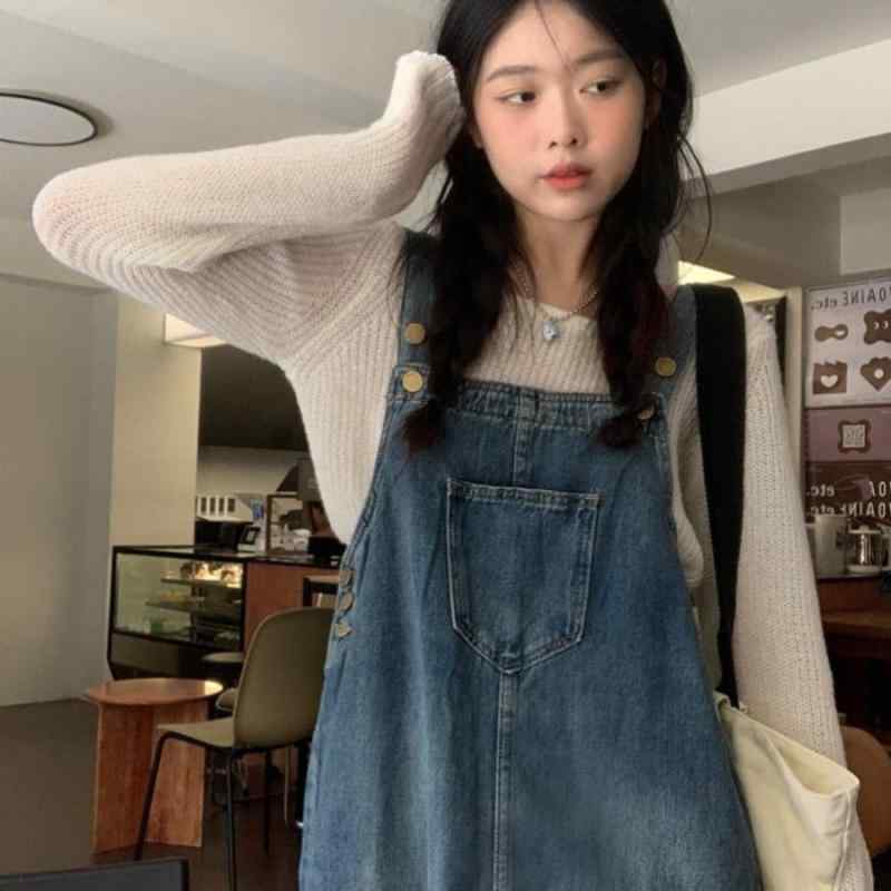 ワンピース レディース デニム サロペットスカート ミモレ丈 Aライン ジャンパースカート ゆったり か..