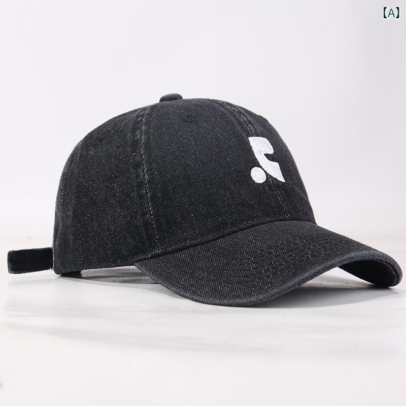 Cap - キャップ メンズ レディース 牛仔 野球帽 大きめ 顔小さく見え 鴨嘴 韓版 屋外 遮陽帽 防晒 透気 綿 素材 黒 深藍 浅藍 百搭 休闲 时尚 通勤 シンプル 高級感 オールシーズン