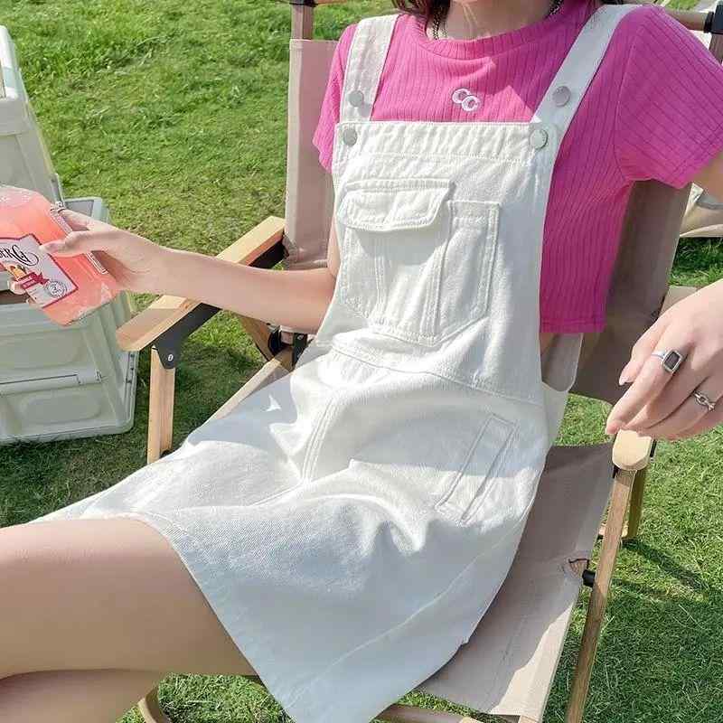 ジャンパースカート レディース デニム ミニ かわいい 綿 春夏 ノースリーブ Aライン カジュアル 普段使い おしゃれ