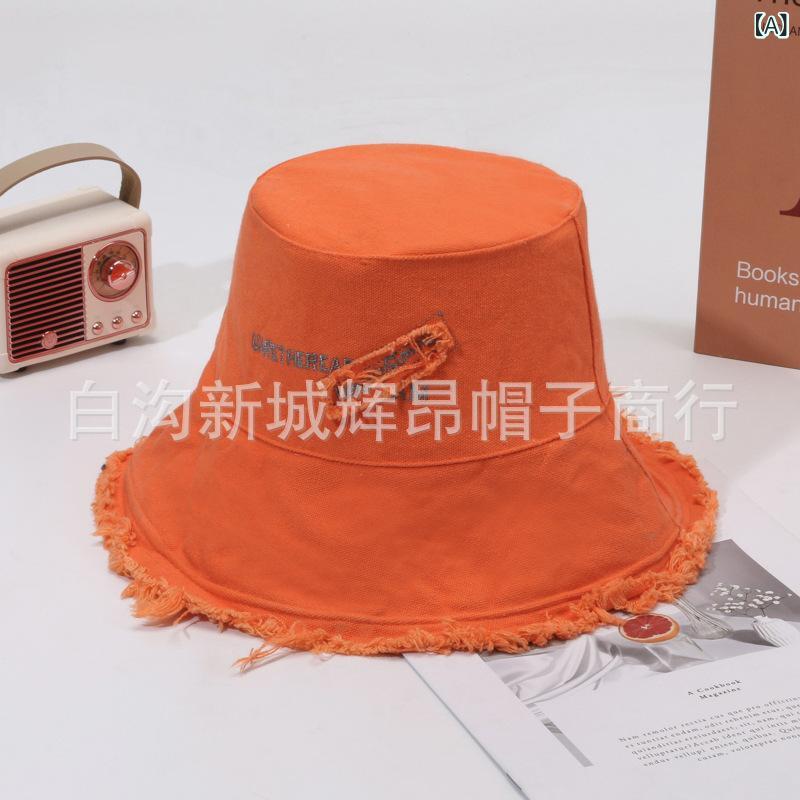 漁夫帽 女性用 春夏 秋冬 帽子 太陽帽子 百搭 遮陽 防晒 透気 防風 網紅 盆帽 大帽檐 綿素材 自然風 韓式風 清新 甘美 橘 粉 黒 黄色 薄荷緑 米 白