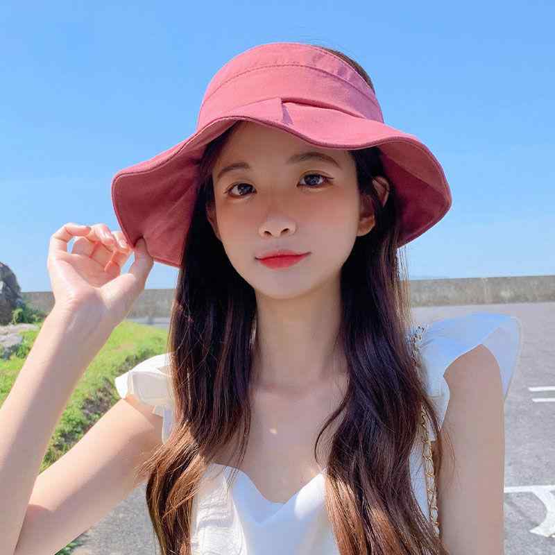 レディース 帽子 UVカット 空頂 防晒 夏用 紫外線 顔 遮り 太陽 ワイドブリム 蝶結び フィッシャーマン 遮陽 透気 折りたたみ 調整可能 ポリエステル ベージュ 黒 カーキ かわいい スタイル 清新 甘美 ファッション 通勤 散歩 アウトドア