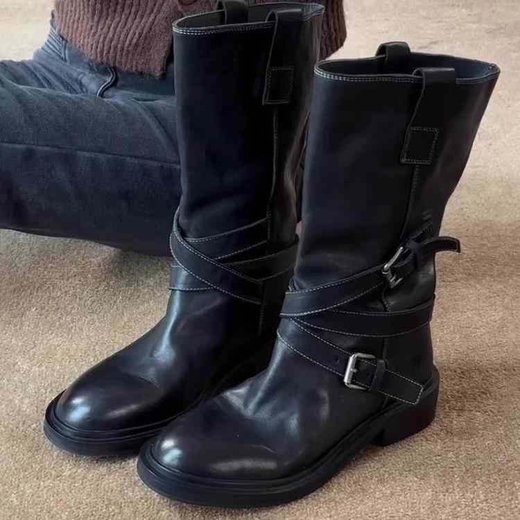 ブーツ レディース 婦人靴 マウンテンブーツ ワークブーツ ショートブーツ 本革 レザー 防水 防滑 耐摩耗 春秋冬 黒(4.0)