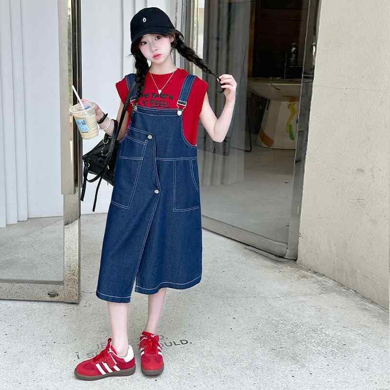 ・商品カテゴリ: 子供用セットアップ・対象: 女児・スタイル: カジュアル・セット内容: スカート、トップス・袖丈: 半袖・生地の厚さ: 薄手・柄: 無地・素材: 綿混紡・主素材: 綿50%・対象年齢: 8歳以上・色: デニムスカート(単品...