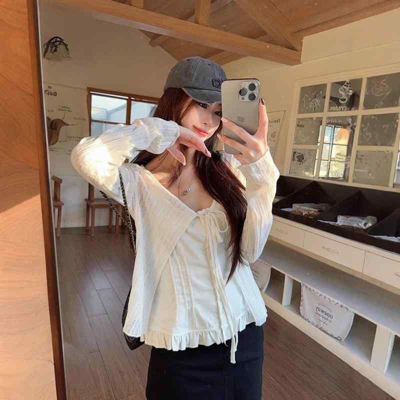 Tシャツ レディース カーディガン 春夏 長袖 薄手 Vネック アウター 接触冷感 無地 トップス 羽織り 紫外線対策 冷房対策 通勤 オフィス きれいめ かわいい ホワイト