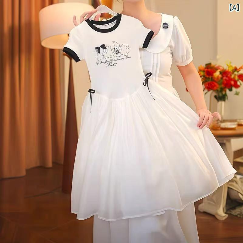 ワンピース ガールズ 子供 蝶結び プリンセス サマー ドレス 女の子 膝丈スカート かわいい 普段使い ..