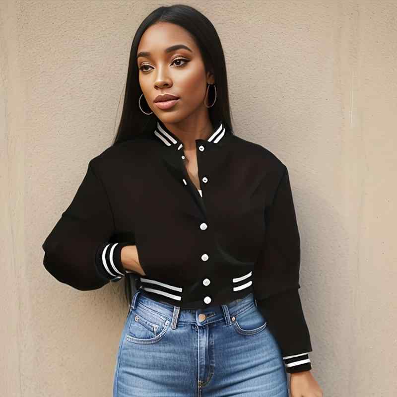 ジャケット レディース 無地 ブルゾン シングルブレスト 野球服 スポーツ アウター 長袖 トップス ブラック グレー パープル ローズレッド オレンジ ブラウン レッド ブルー ミントグリーン S M L XL 2XL