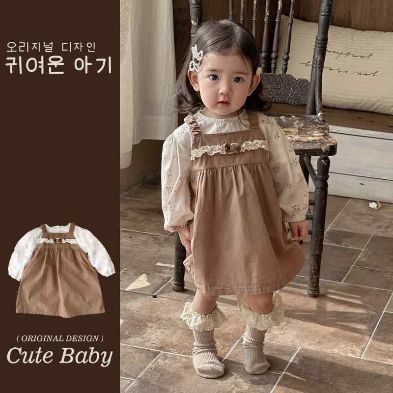 ワンピース ベビー服 女の子 長袖 2点セット チュニック スカート 春秋 かわいい 70 80 90 100cm