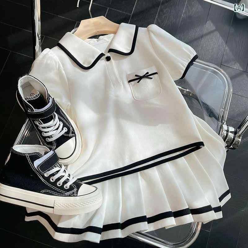 子供服 JK制服 セットアップ ガールズ スカート 半袖 プリーツスカート 2点セット ...