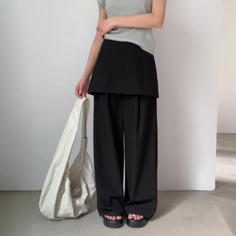 スカート レディース 韓国風 キュロット ワイドパンツ 春夏 高腰 接触冷感 ゆったり かわいい 黒 ブラック グレー S M L