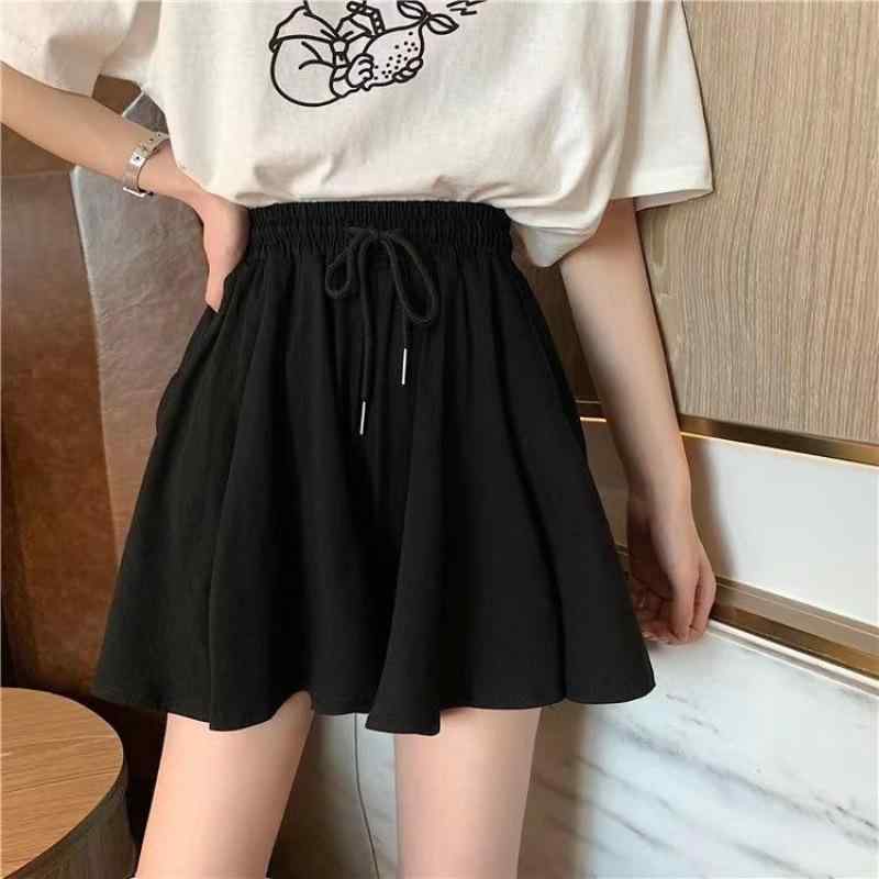 ハーフパンツ レディース 接触冷感 ショートパンツ 黒 短パン キュロットスカート風 ゆったり 普段使い 薄手