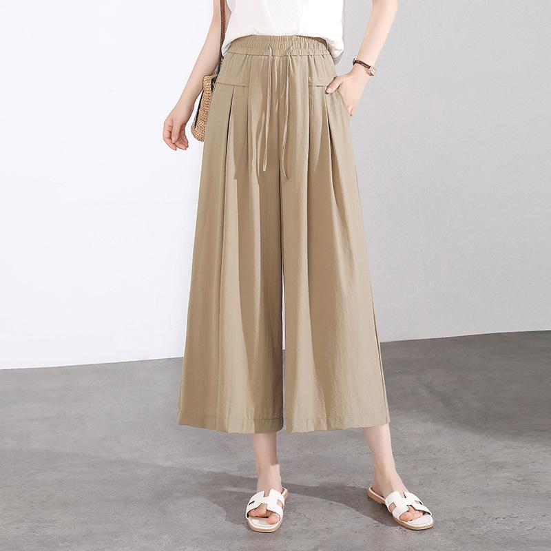 スカート レディース ワイドレッグパンツ ポリエステル 高見え ゆったり ハイウエスト 黒 ブラック ベージュ 赤 レッド M L XL 2L 3L 春夏
