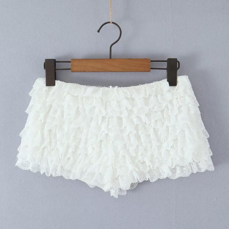 ショートパンツ レディース パンツ レース 花柄 ホワイト M L 膝上 短パン キュロット 春夏 カジュアル