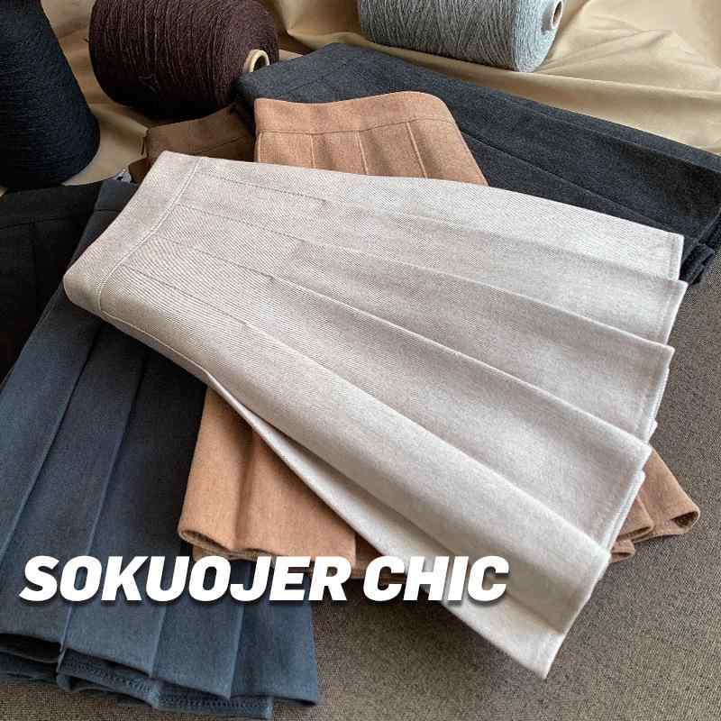 スカート レディース 秋冬 プリーツスカート ウール 厚手 ハイウエスト ミニスカート 黒 大きいサイズ ..