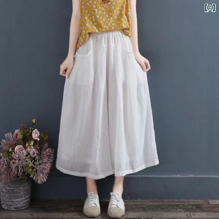 シャドーテールのパンツ レディース 薄手 ワイドレッグパンツ ゆったり ストレートパンツ リラックスパンツ 接触冷感 速乾性 高見え 無地 白色 カーキ色 ブルー コーヒー色 春夏｜アングル2