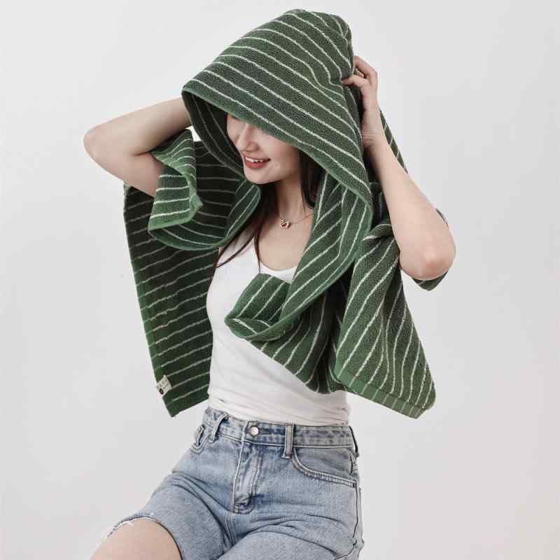 Face Towel - 毛巾 浴巾 フェイスタオル シンプル 大菱格 縦ストライプ 柔らかい 綿100% 吸水性 男用 女用 家庭用 ピンクブルー イエロー ブルー グリーン 200g以上 35x76cm 70x140cm