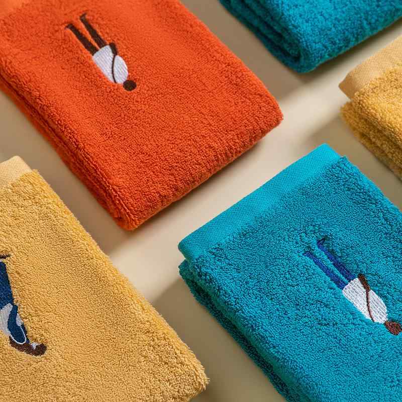 Towels, Handkerchieves - 洗顔タオル 綿 刺繍 かわいい 人物柄 浴巾 フェイスタオル セット 純綿 綿素材 柔らかい 日常使い タオルセット 湖 米 姜 34x75cm