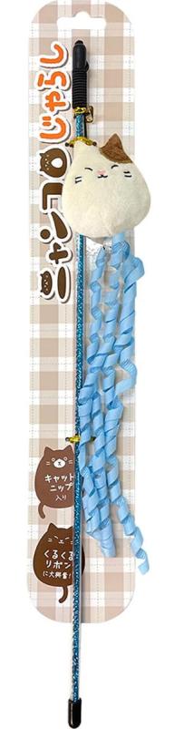 【猫用おもちゃ キャットニップ入りで遊びが充実】 ニャンコロじゃらし ミケ くるくるリボンしっぽ付き かわいい三毛猫デザイン 愛猫とのふれあいに最適 全長41cm